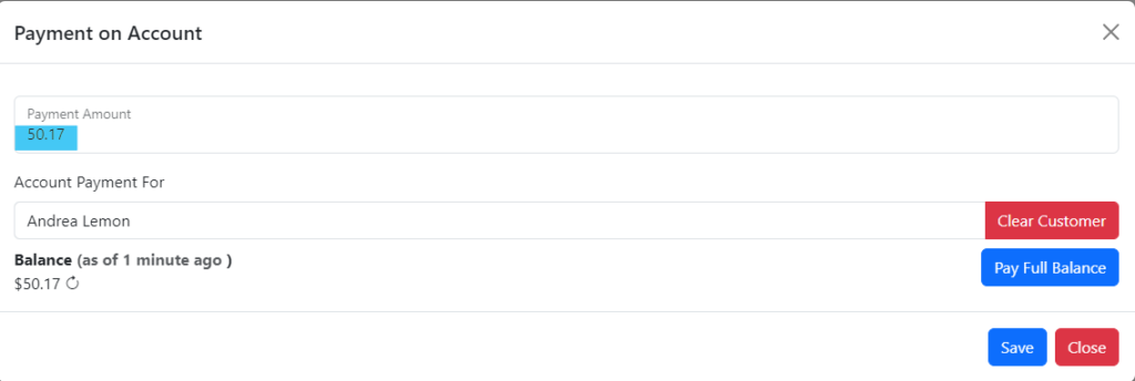 register checkout - account balance view during transaction