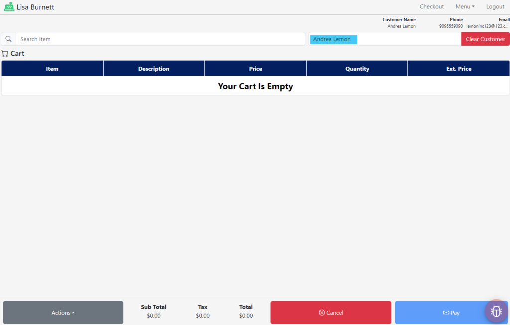 register checkout - select a customer